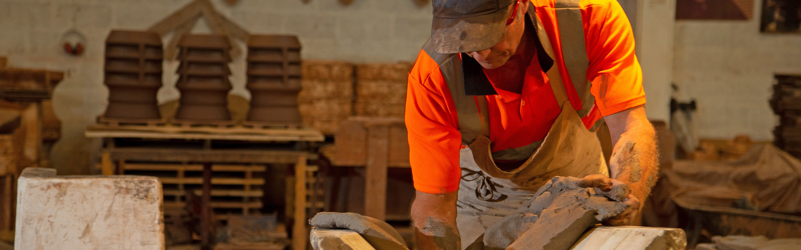 Man working in a building materials factory