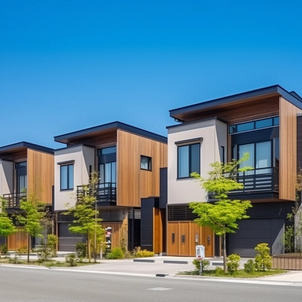 Row of contemporary houses