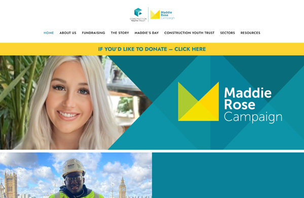 The Maddie Rose Campaign website homepage