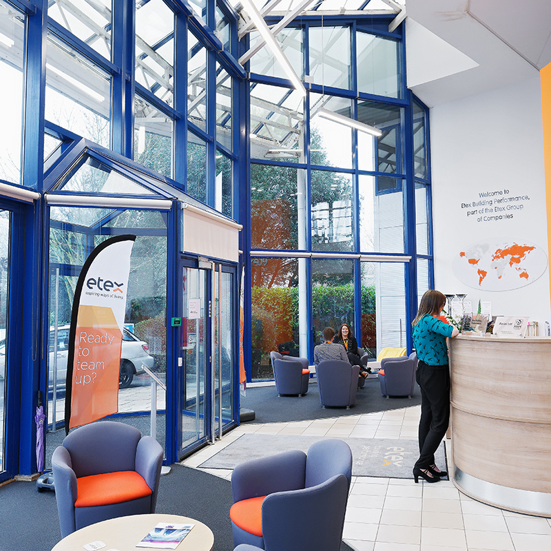 Reception desk in a large office