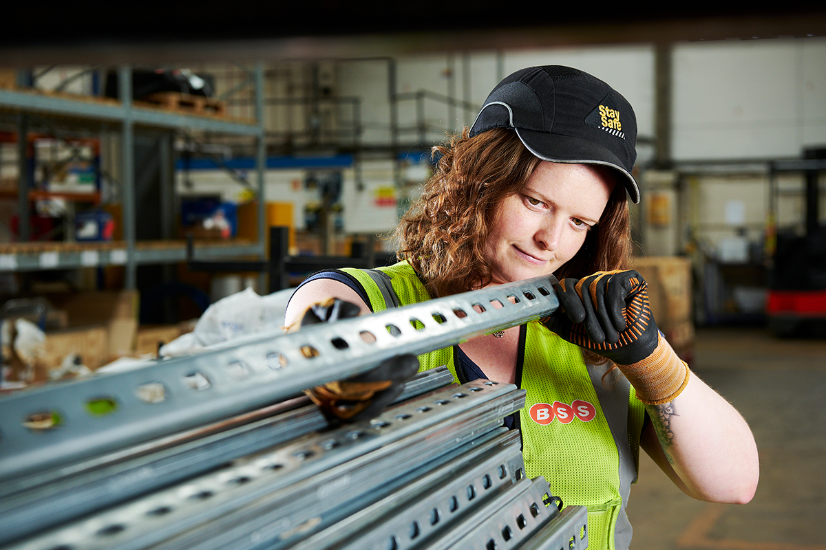 Woman working in a builder's merchant